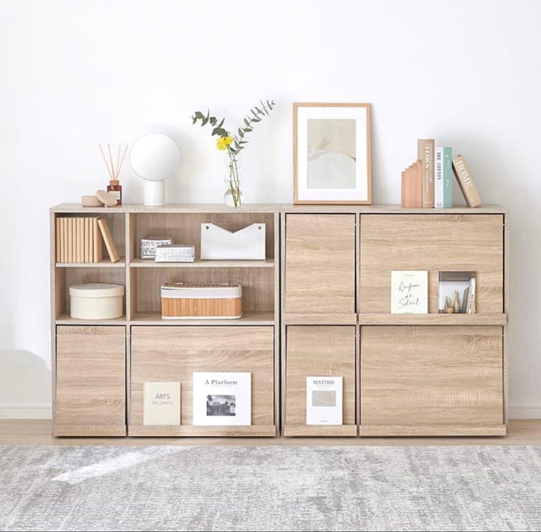 LOWYA ロウヤ　ディスプレイ収納ラック　フラップ扉付き　収納2個組　ブラウン