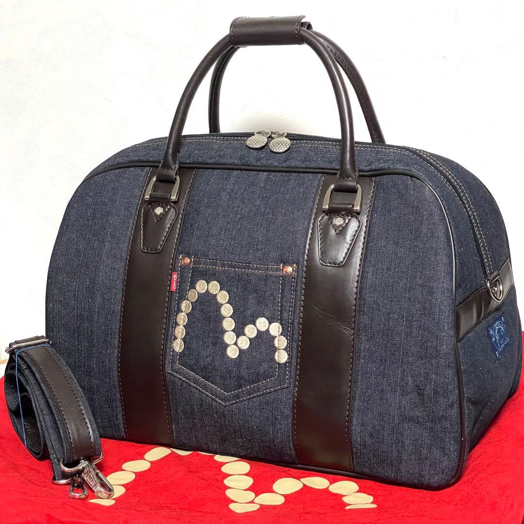 ✨美品 希少✨EVISU エヴィス ボストンバッグ デニム×レザー 斜め掛け
