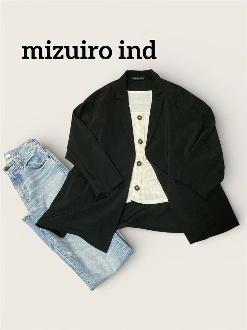 美品　mizuiro ind ミズイロインド　テーラードシャツ ジャケット F