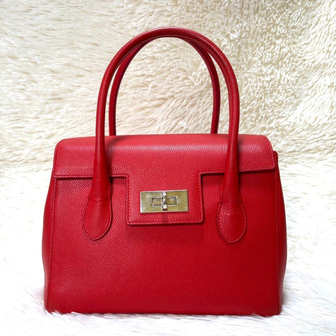 【美品】MORABITO モラビト　ミリー　ハンドバッグ　レッド