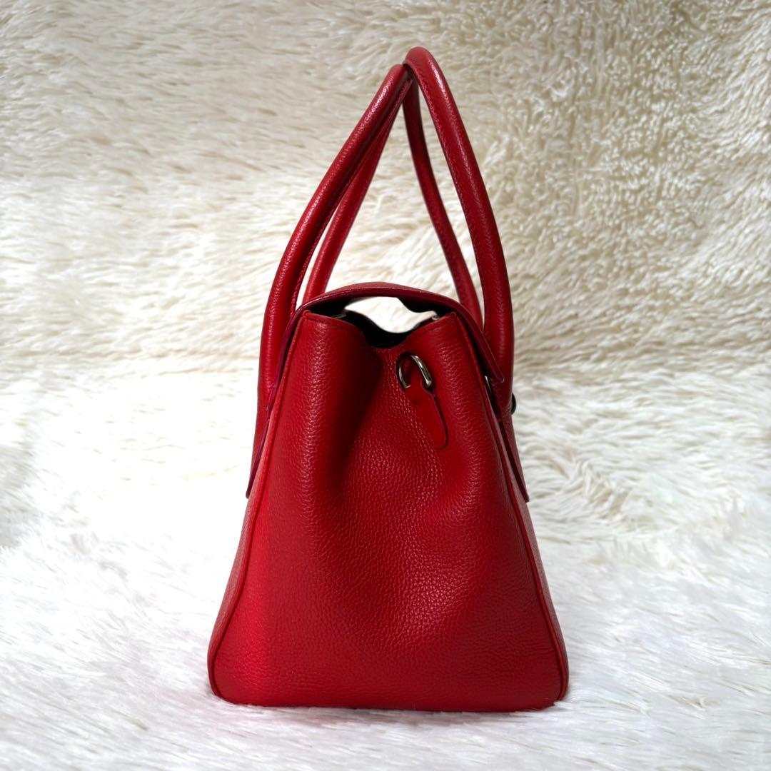 【美品】MORABITO モラビト　ミリー　ハンドバッグ　レッド