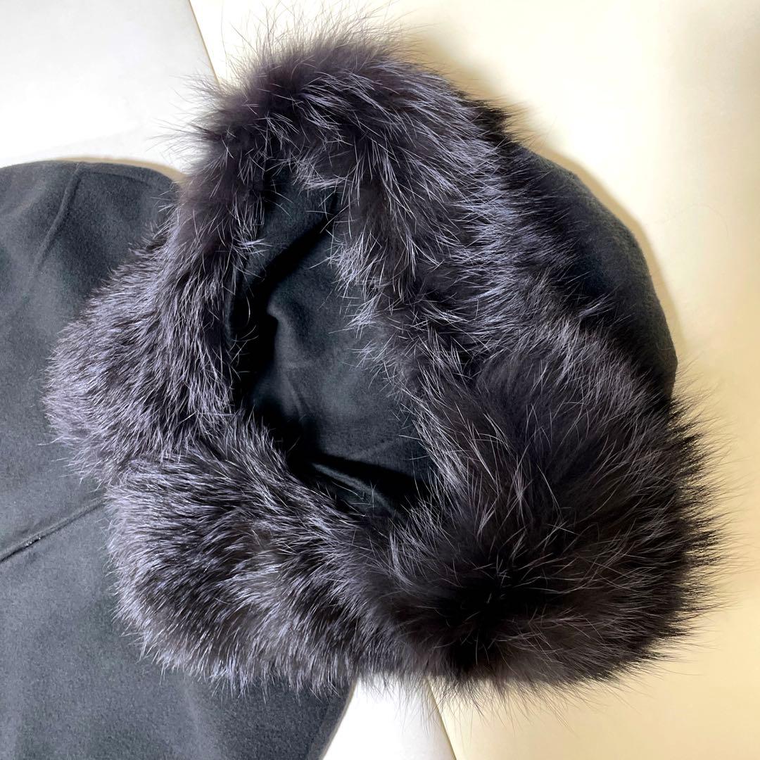 C*ん様 グレースコンチネンタル　リバー FOXポンチョ フード付 ウールコート