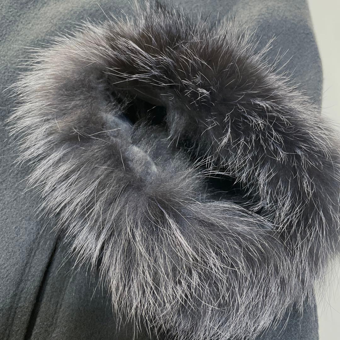 C*ん様 グレースコンチネンタル　リバー FOXポンチョ フード付 ウールコート