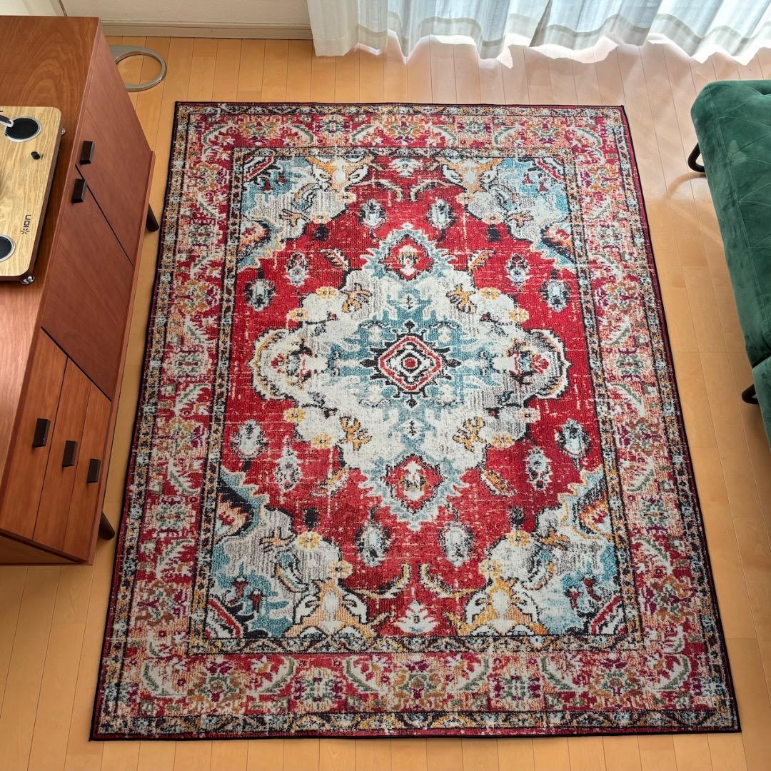 140×200 季節を問わず使えるペルシャ柄カーペット 味気ない部屋におすすめ