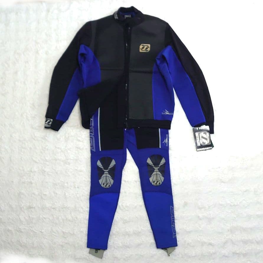 【未使用タグ付き】ウェットスーツ ロングジョンとジャケット　黒と青　Lサイズ