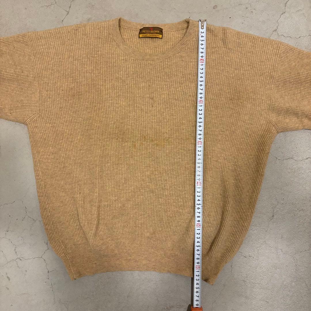 80sイタリア製 PETER BROWNピュアカシミア100%リブニットベージュ