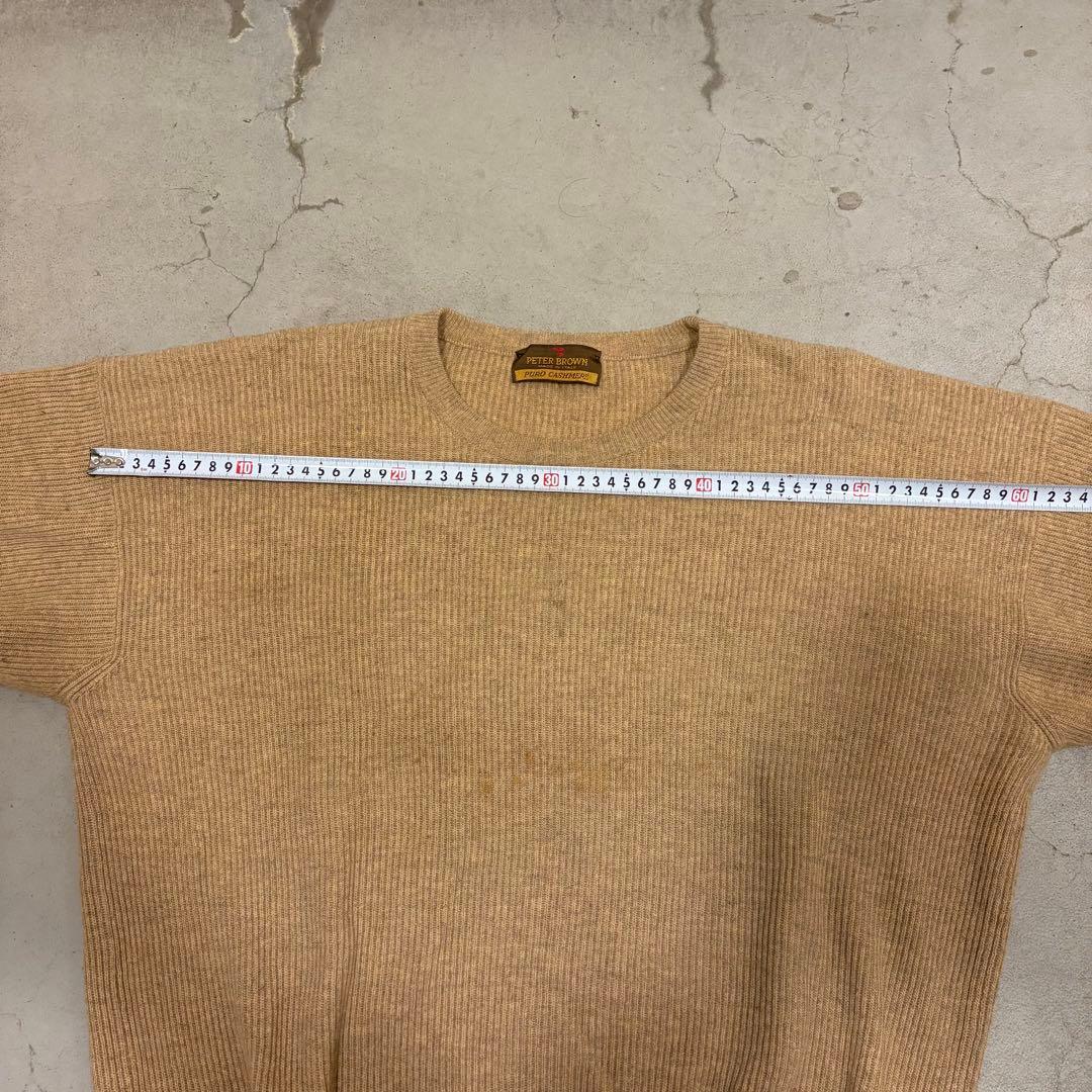 80sイタリア製 PETER BROWNピュアカシミア100%リブニットベージュ