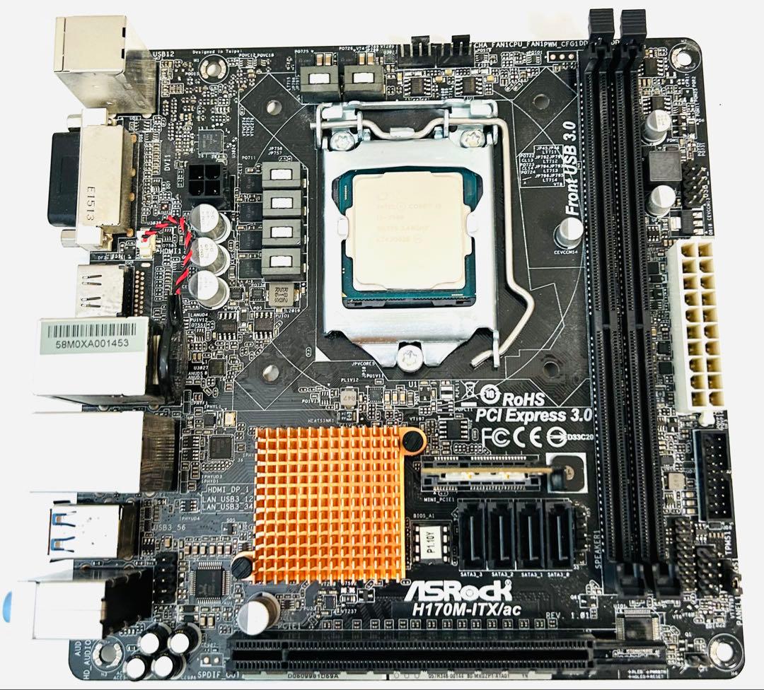 Asrock H170M-ITX/ac＋Core i5-7500＋CPUクーラー