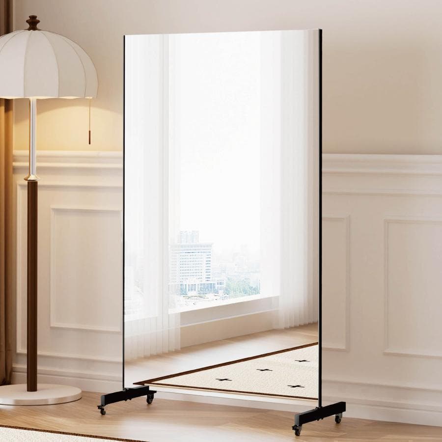 新品＊フィルムミラー 割れない鏡 全身鏡 幅100×高さ160cmキャスター付銀