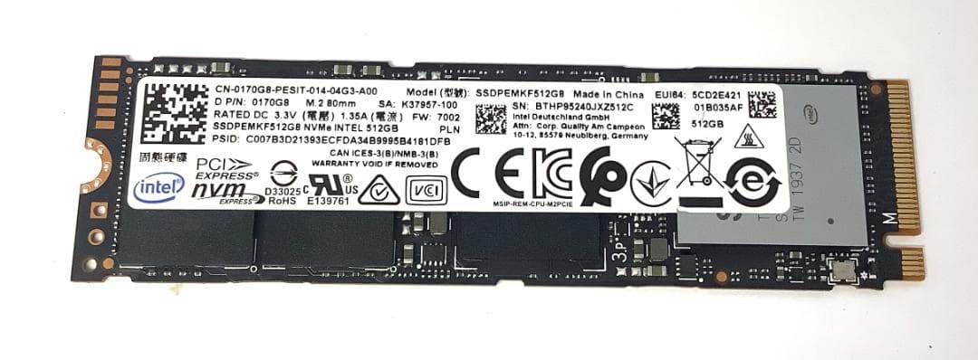③-WA472-Intel NVMe 512GB SSD 1点