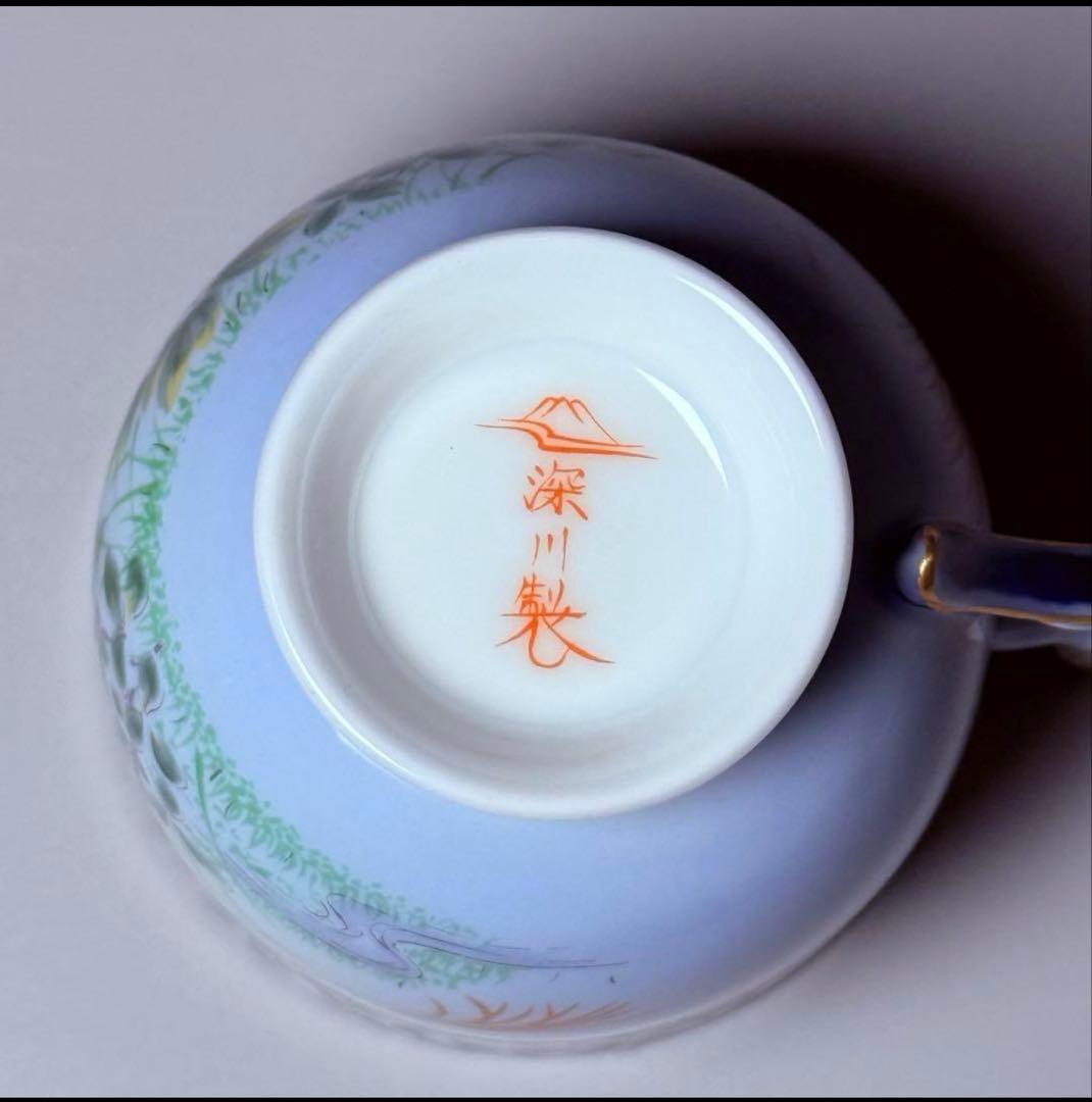 深川製磁　高級ライン　色絵花鳥図　カップ＆ソーサー　ラスト1客