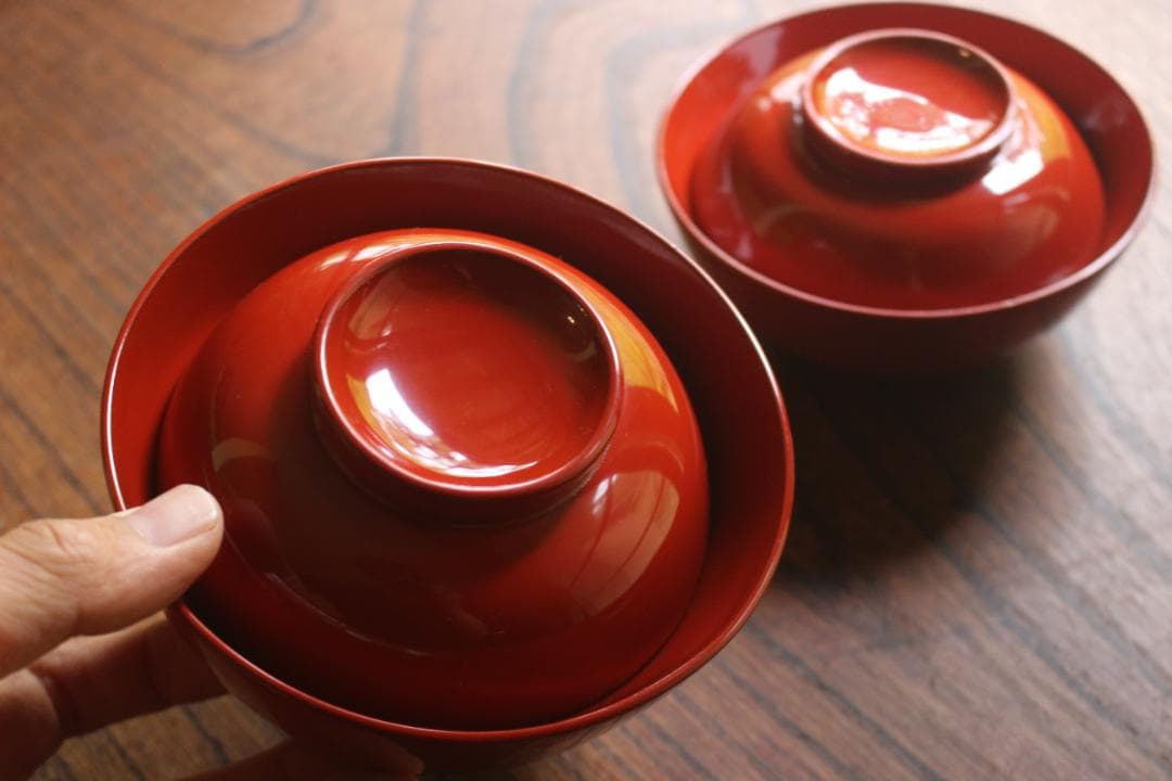 デッドストック！極上朱漆の美しい輪島塗の四つ椀（検漆器漆椀懐石四つ組椀茶道具