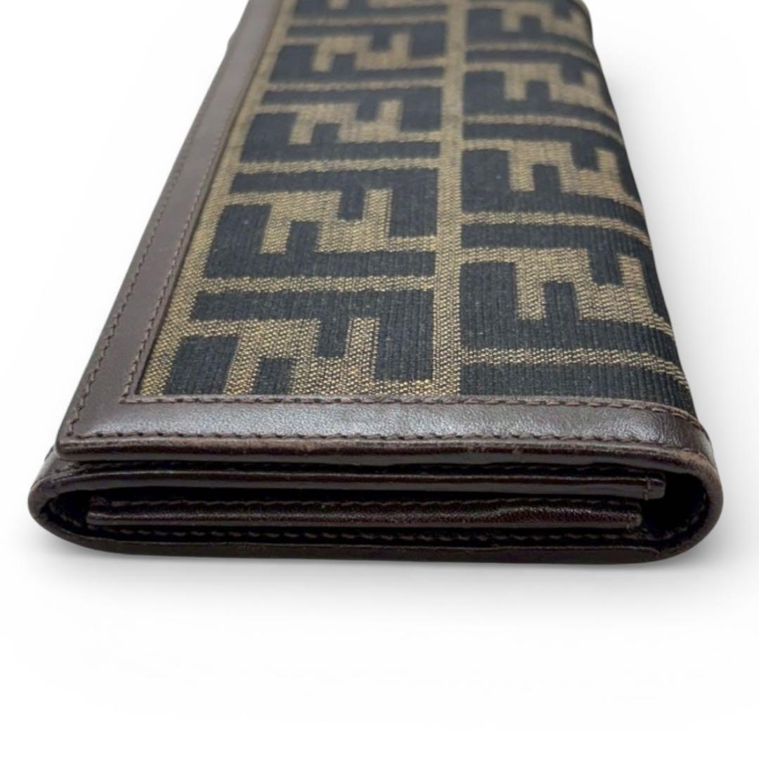 【極美品】 FENDI フェンディ ズッカ FF 長財布 キャンバス レザー