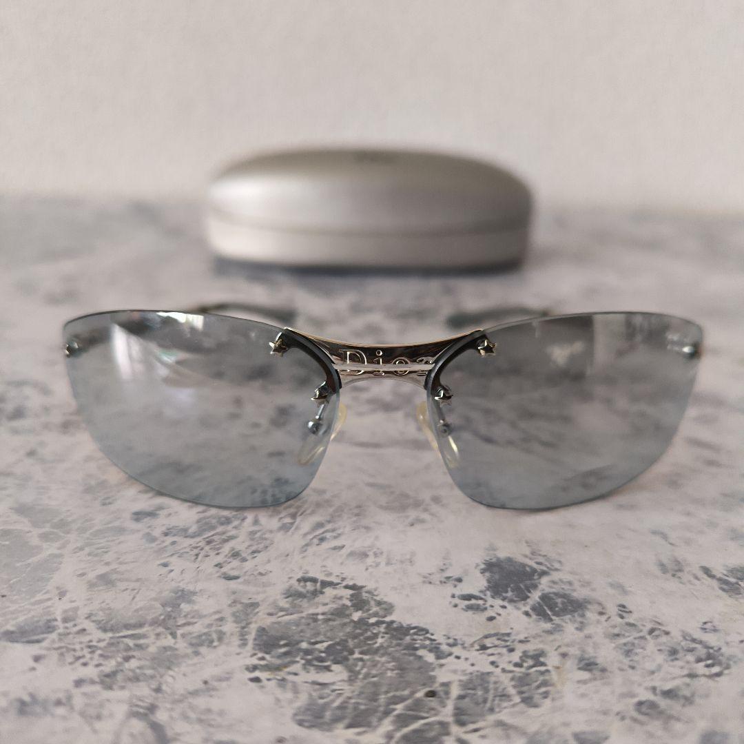 人気モデル/美品✨ChristianDior★リムレスサングラス/ライトブルー