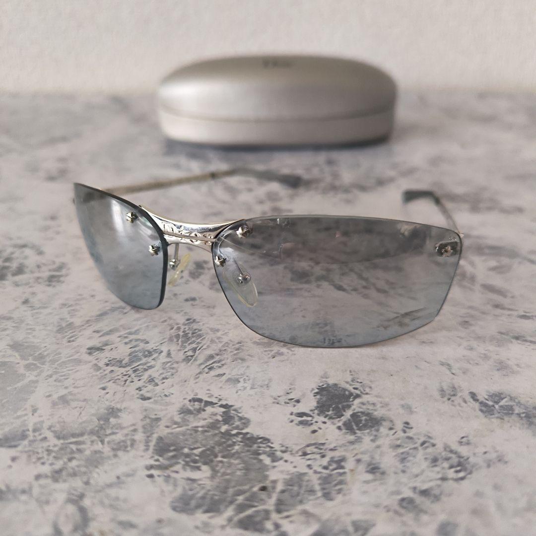 人気モデル/美品✨ChristianDior★リムレスサングラス/ライトブルー