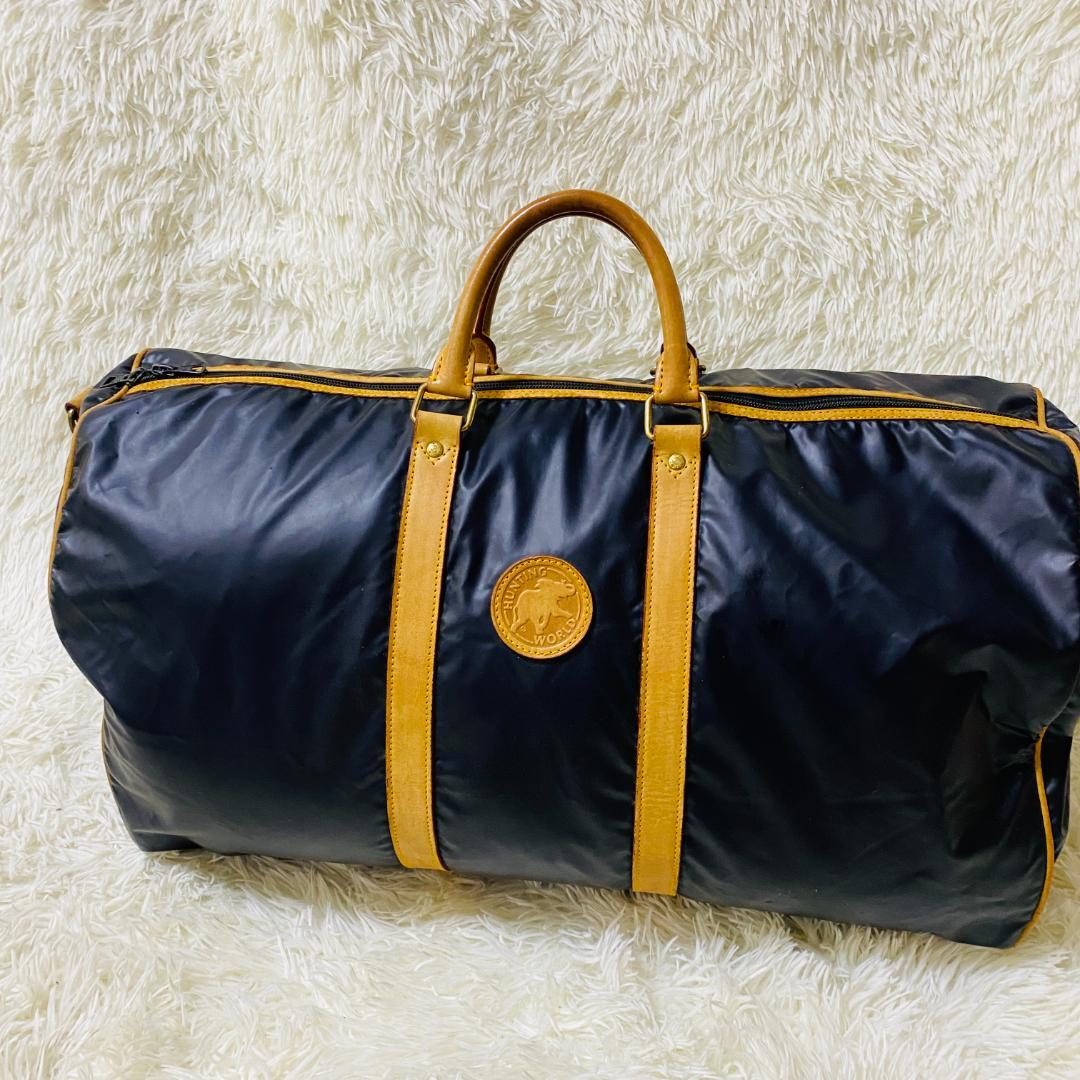 人気 ハンティングワールド 大容量 バチューサー ボストンバッグ ロゴ