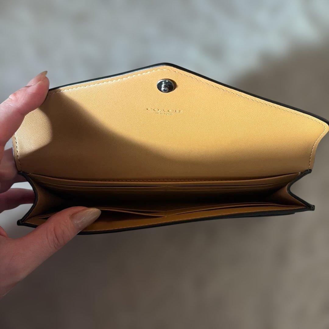 COACH 花柄 長財布 ダークブラウン