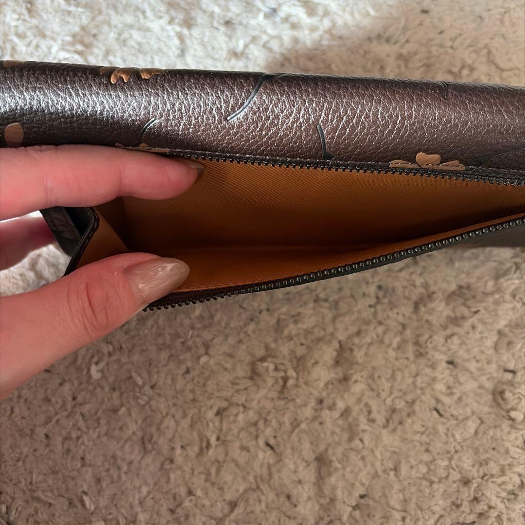 COACH 花柄 長財布 ダークブラウン