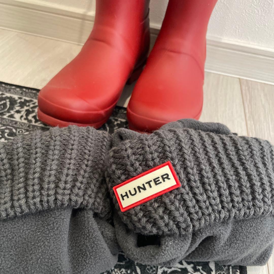 HUNTER レッド ロングブーツ　長靴　レインブーツ