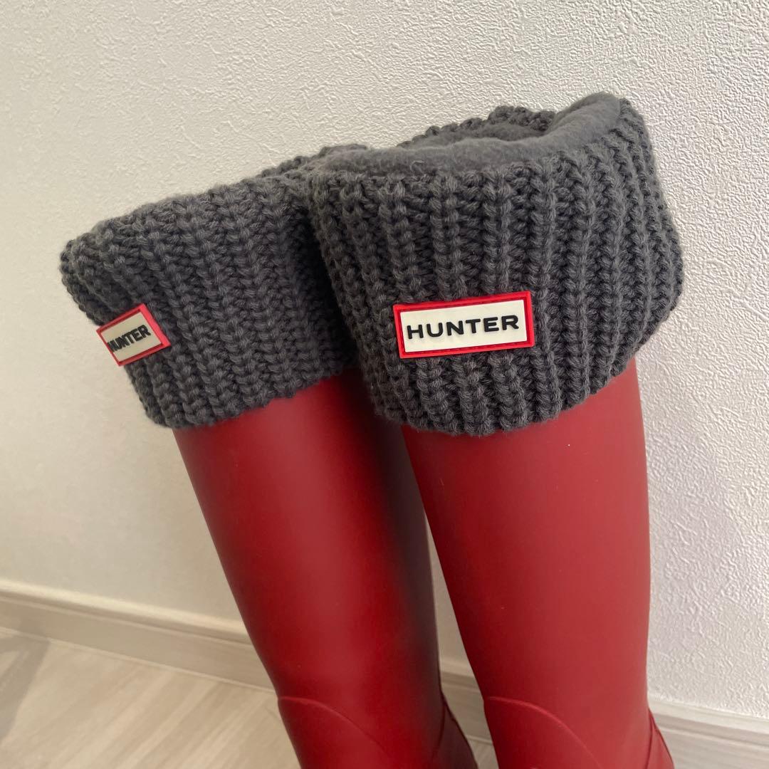 HUNTER レッド ロングブーツ　長靴　レインブーツ