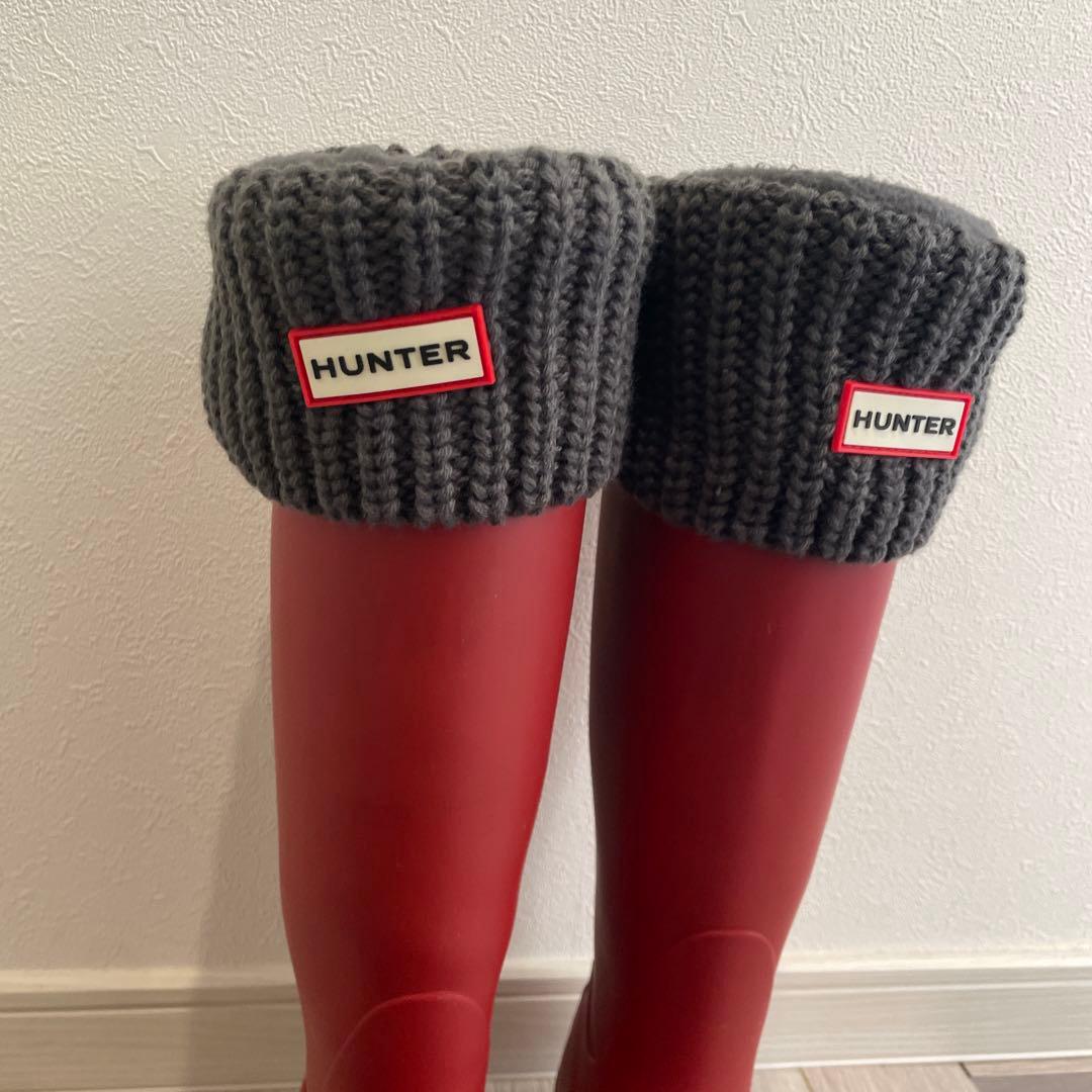 HUNTER レッド ロングブーツ　長靴　レインブーツ