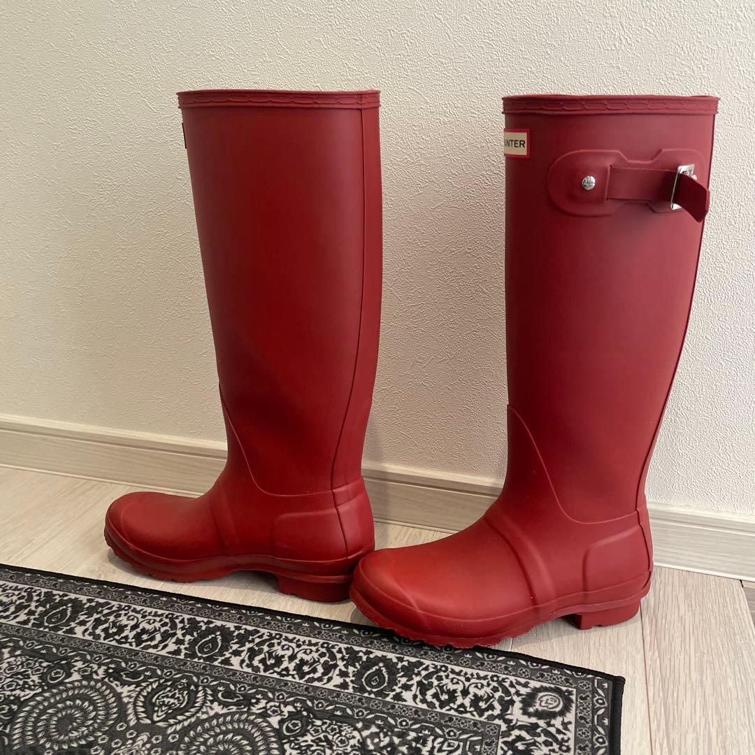HUNTER レッド ロングブーツ　長靴　レインブーツ