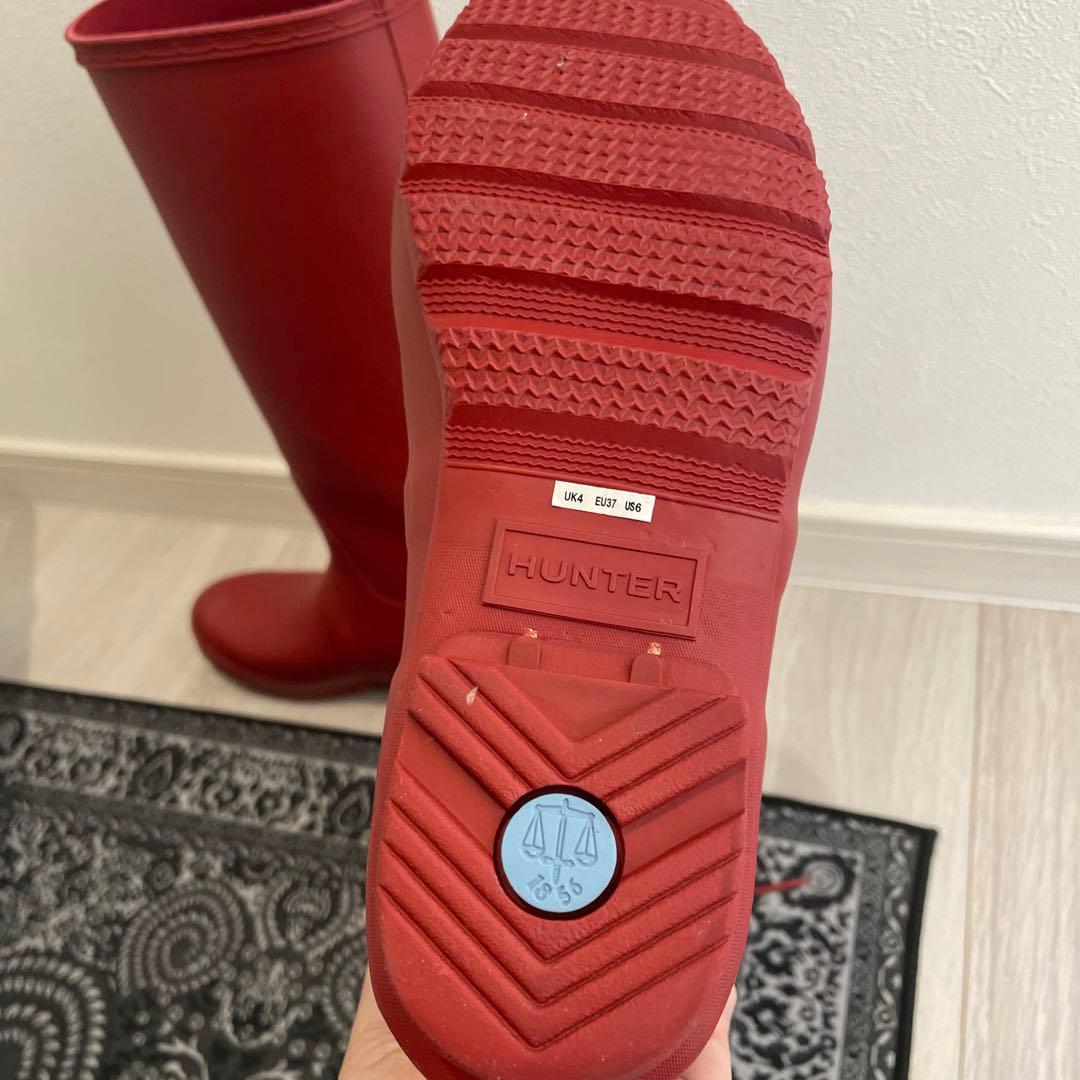 HUNTER レッド ロングブーツ　長靴　レインブーツ