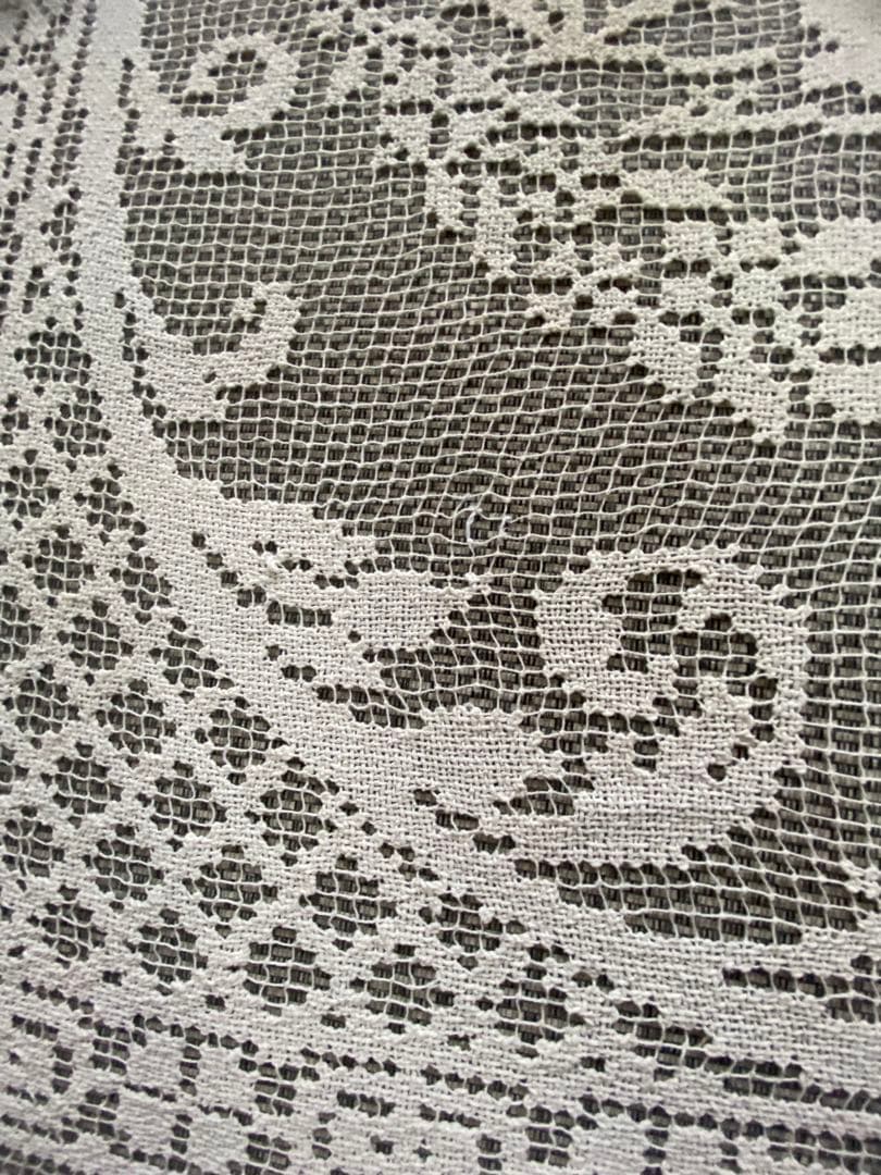 アンティーク　レース　フィレレース　天使　フランス