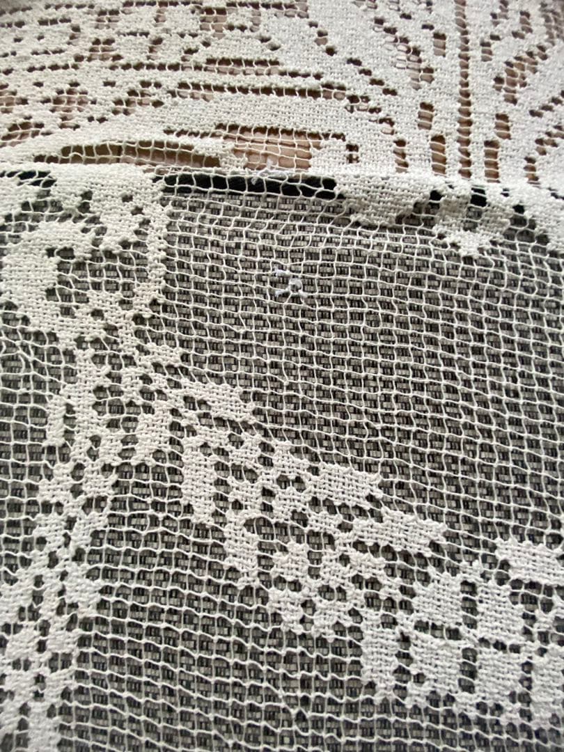 アンティーク　レース　フィレレース　天使　フランス