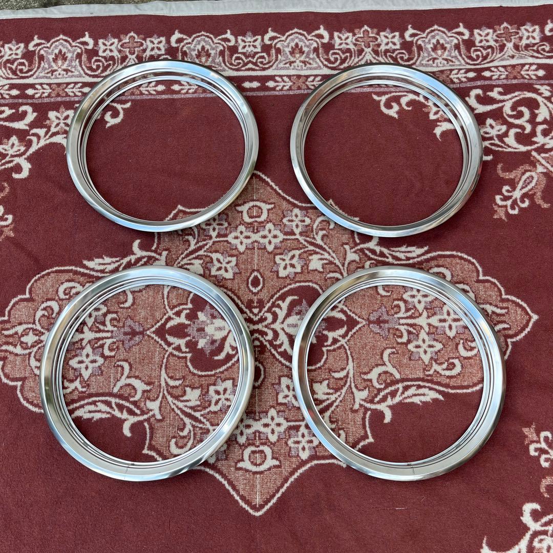 当時物 13インチ ◾️NOS ステンレス製 トリムリング ホイールリング セット