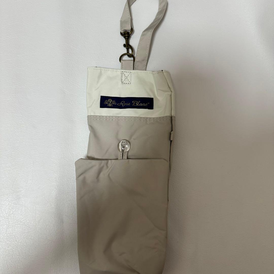 芦屋ロサブラン　3段折りたたみ晴雨兼用　ライトグレーアイボリー