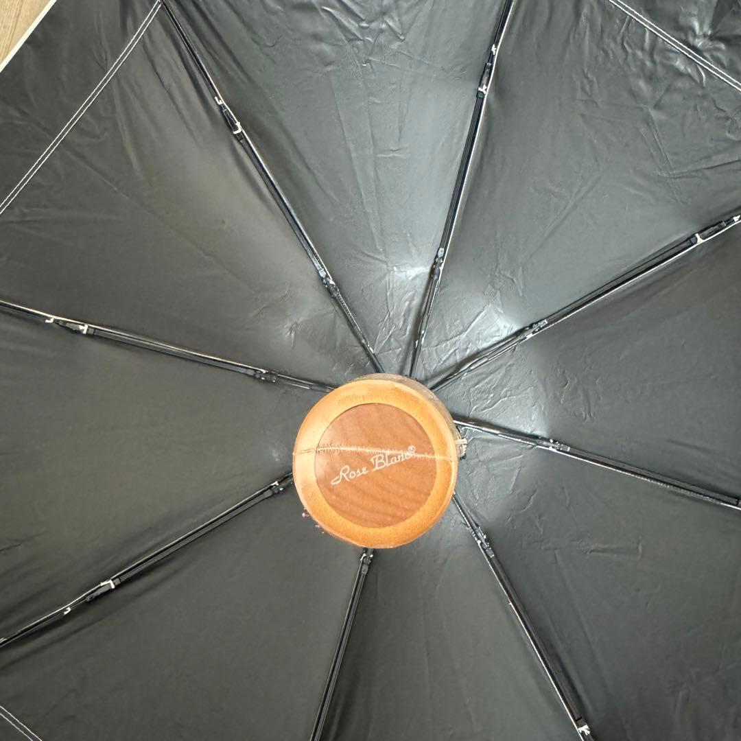 芦屋ロサブラン　3段折りたたみ晴雨兼用　ライトグレーアイボリー