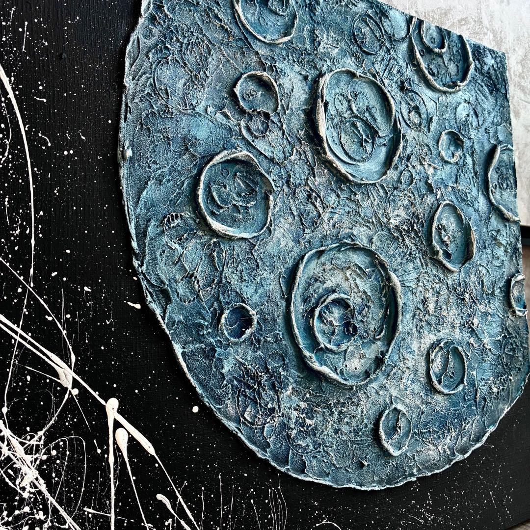 現代アート　45.5×38㎝　月　モダン　アートパネル　インテリア　抽象画