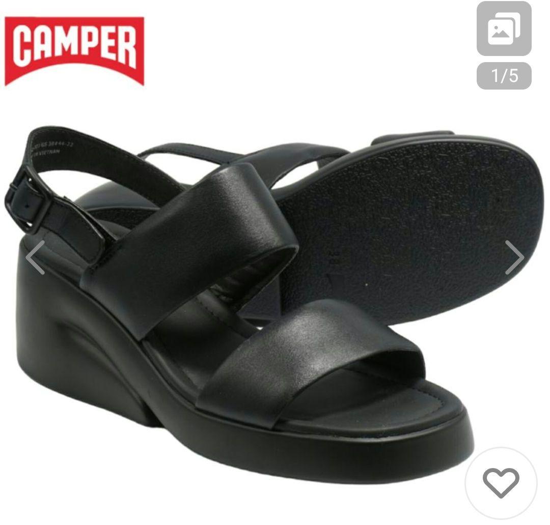 新品CAMPER ブラック ストラップサンダル EU38