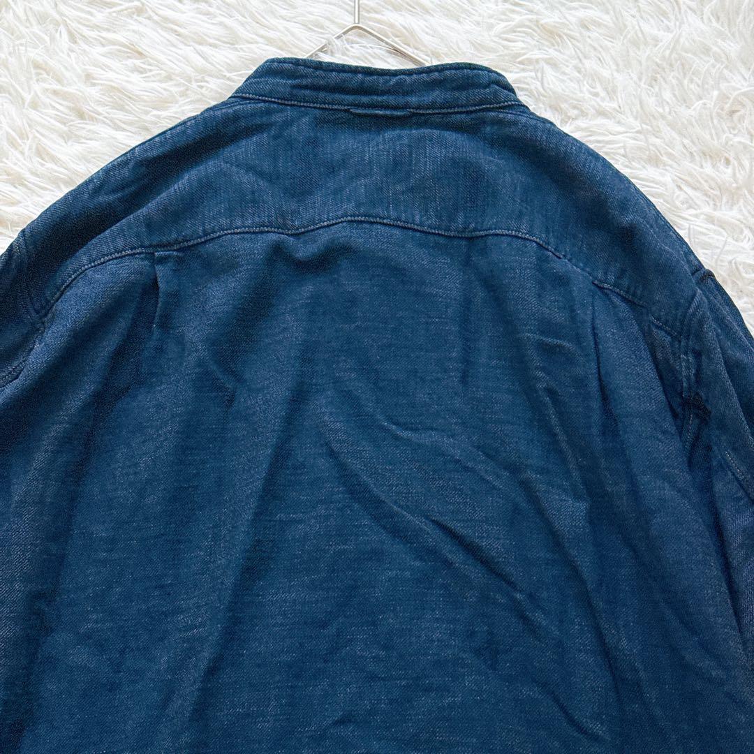 現行タグ✨45R オーシャンシャツ インディゴ 3サイズ スタンドカラー R刺繍