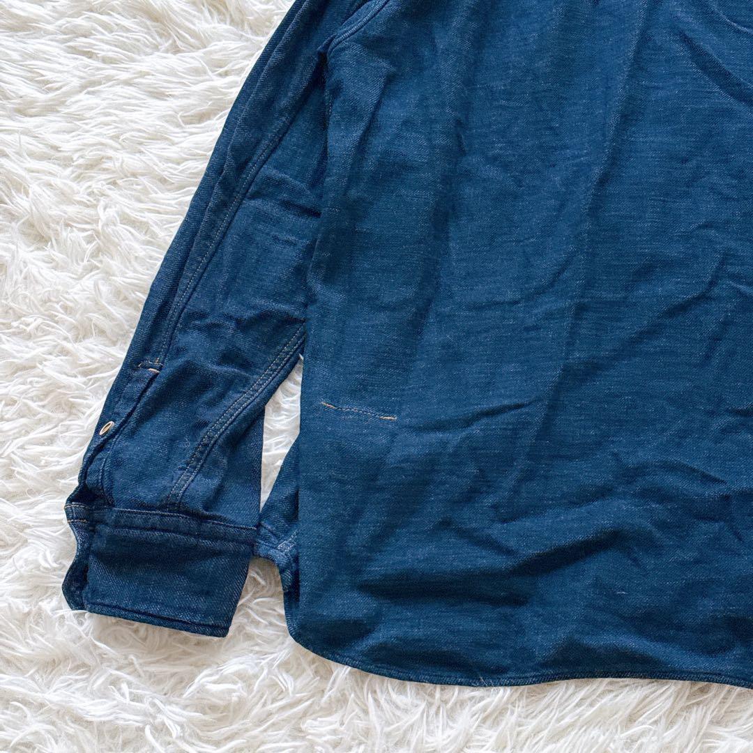 現行タグ✨45R オーシャンシャツ インディゴ 3サイズ スタンドカラー R刺繍