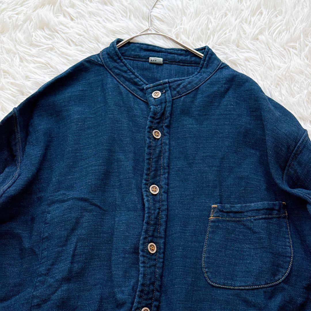 現行タグ✨45R オーシャンシャツ インディゴ 3サイズ スタンドカラー R刺繍