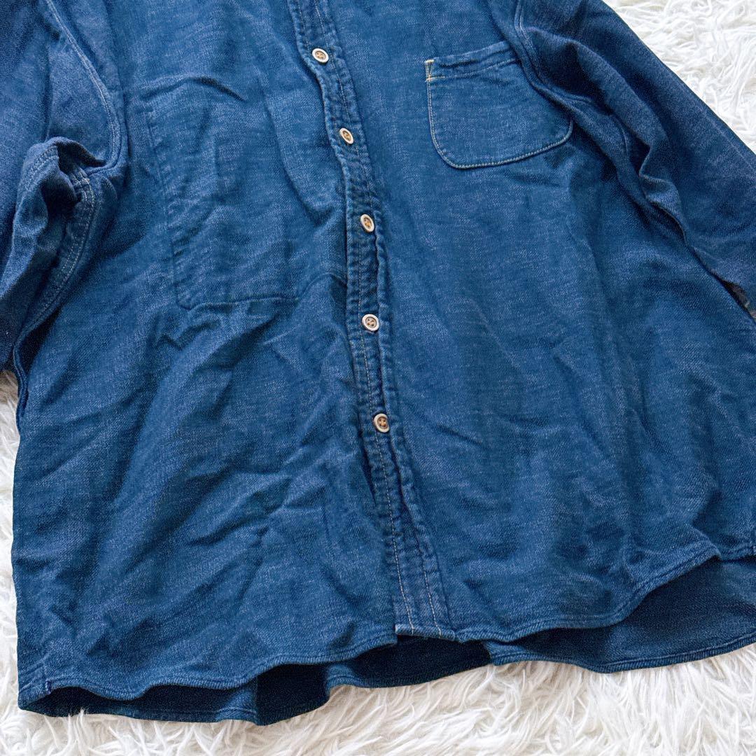 現行タグ✨45R オーシャンシャツ インディゴ 3サイズ スタンドカラー R刺繍