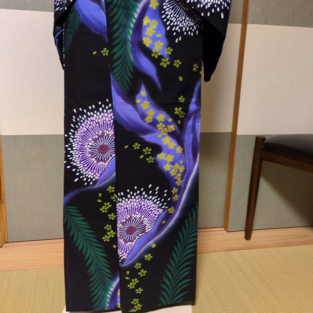 ❤kansai 寛斎　浴衣✭黒地に花火 　✭花柄　✭キラキララメ 身丈160