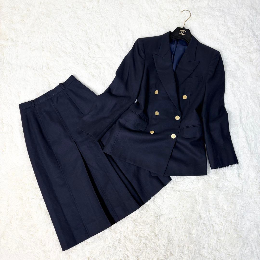 Burberrys バーバリーズ スカートスーツ 紺ブレ 金ボタン ダブル