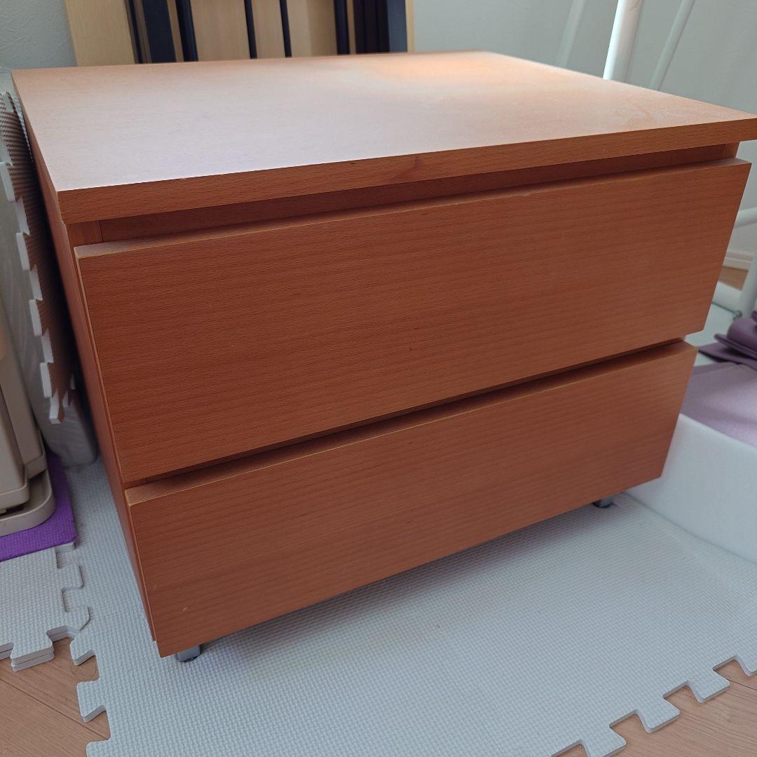 配送料込無印良品 ブナ材2段ローチェスト 幅560×奥行445×高さ370 廃盤