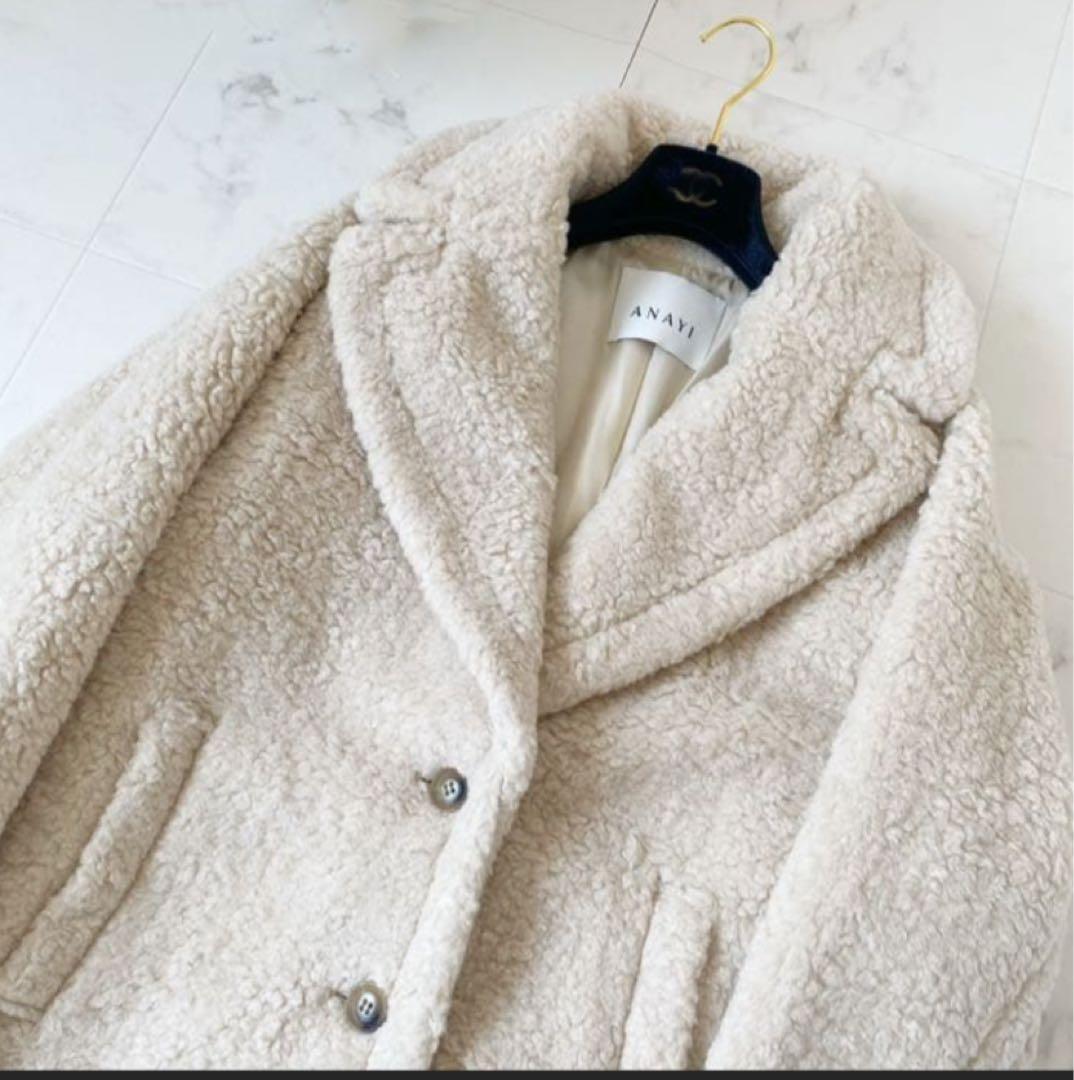 アナイ　カーリーウールミドルボアテディベアコート