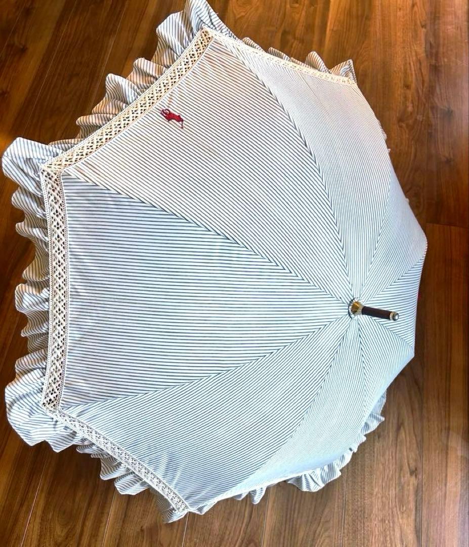 ポロラルフローレン パラソル 日傘 晴雨兼用 ポニー刺繍 ストライプ