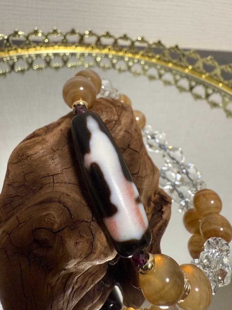 朱砂＆ジオード入　観音天珠　レア♡