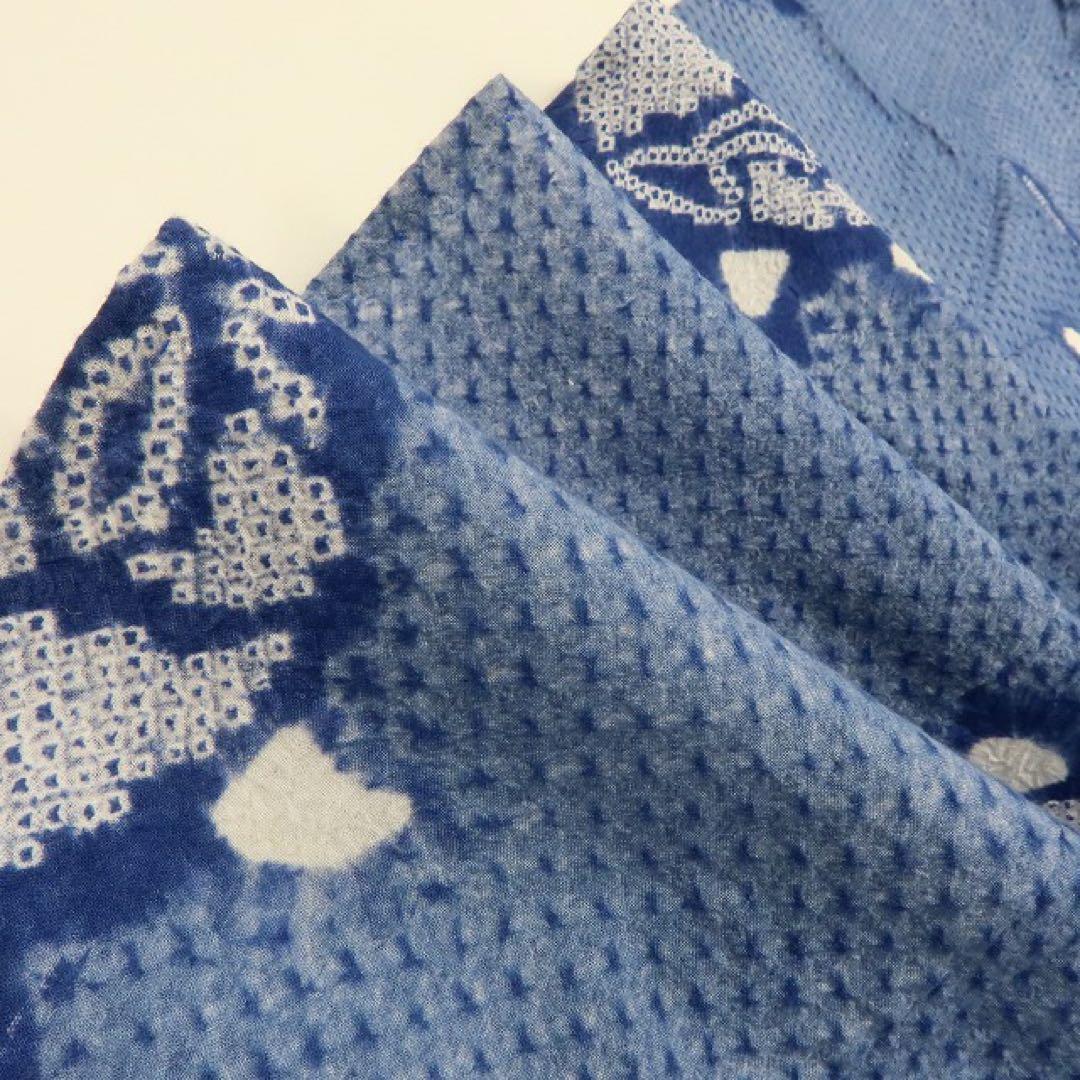 むぅママ✺美品 有松鳴海絞り 麻の葉 ゆったり 綿 高級浴衣 A3085