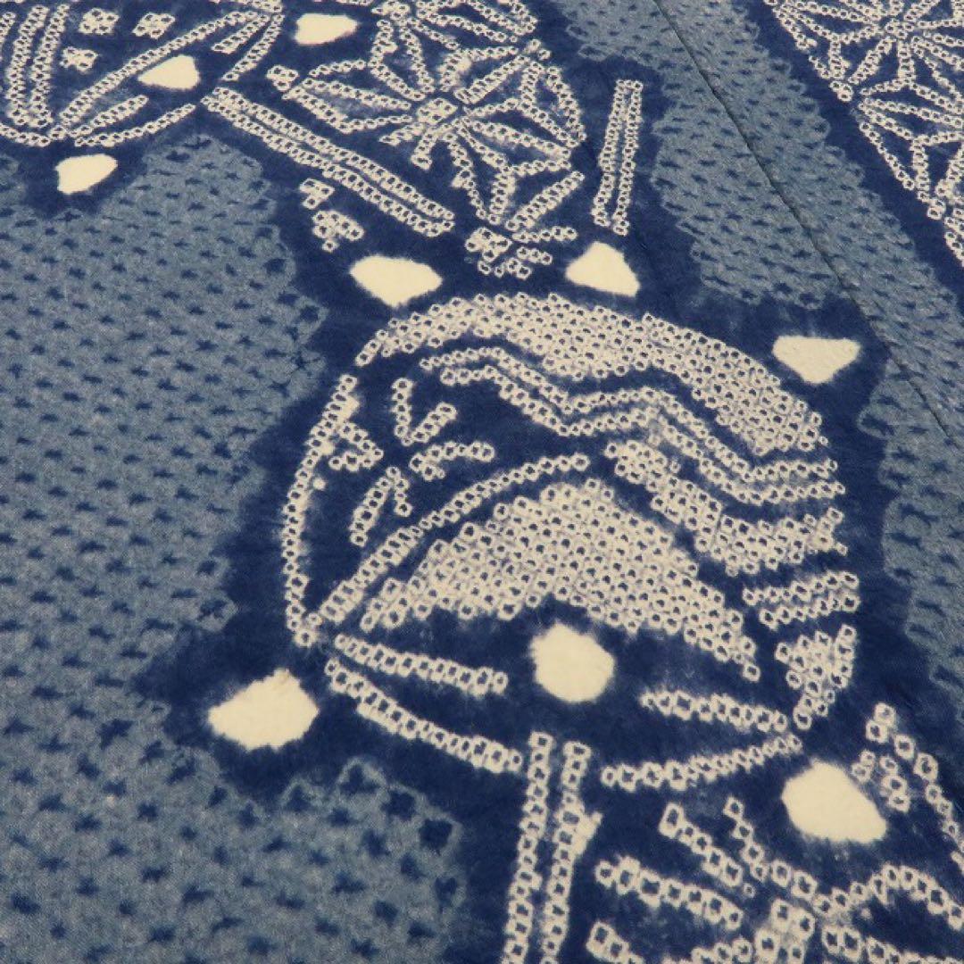 むぅママ✺美品 有松鳴海絞り 麻の葉 ゆったり 綿 高級浴衣 A3085