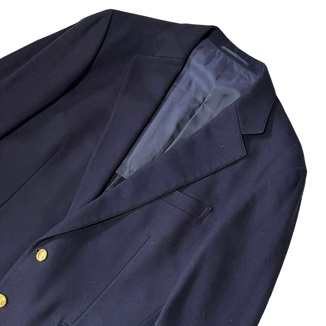 【美品】ジェイプレス 紺ブレニューイングランドLESSONA社製カシミヤ混 L