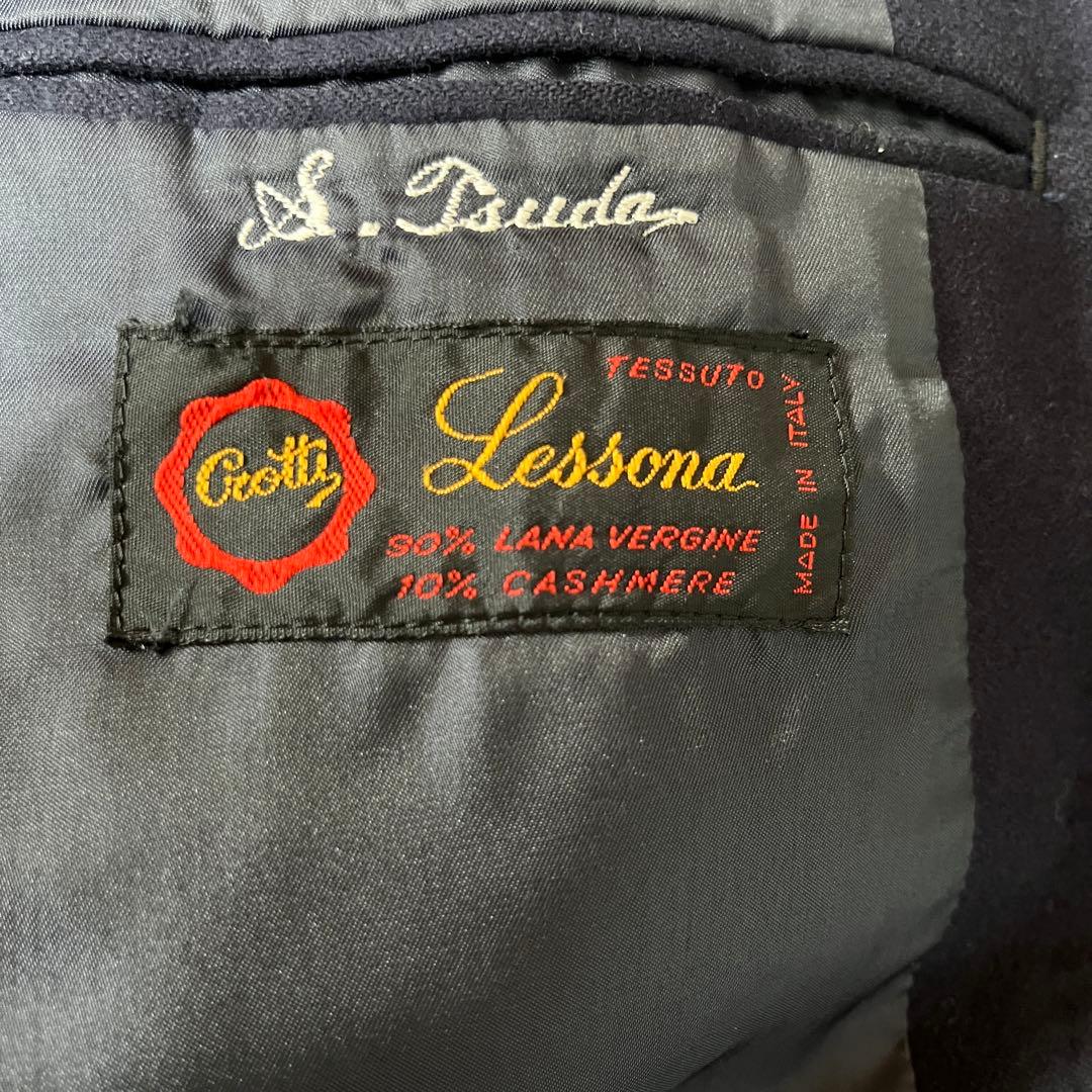【美品】ジェイプレス 紺ブレニューイングランドLESSONA社製カシミヤ混 L