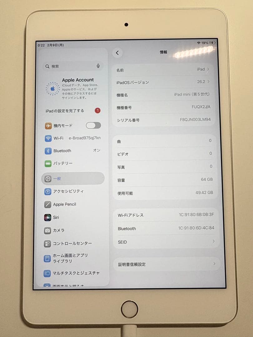 Apple iPad mini 第5世代 64GBシルバー ケース付き