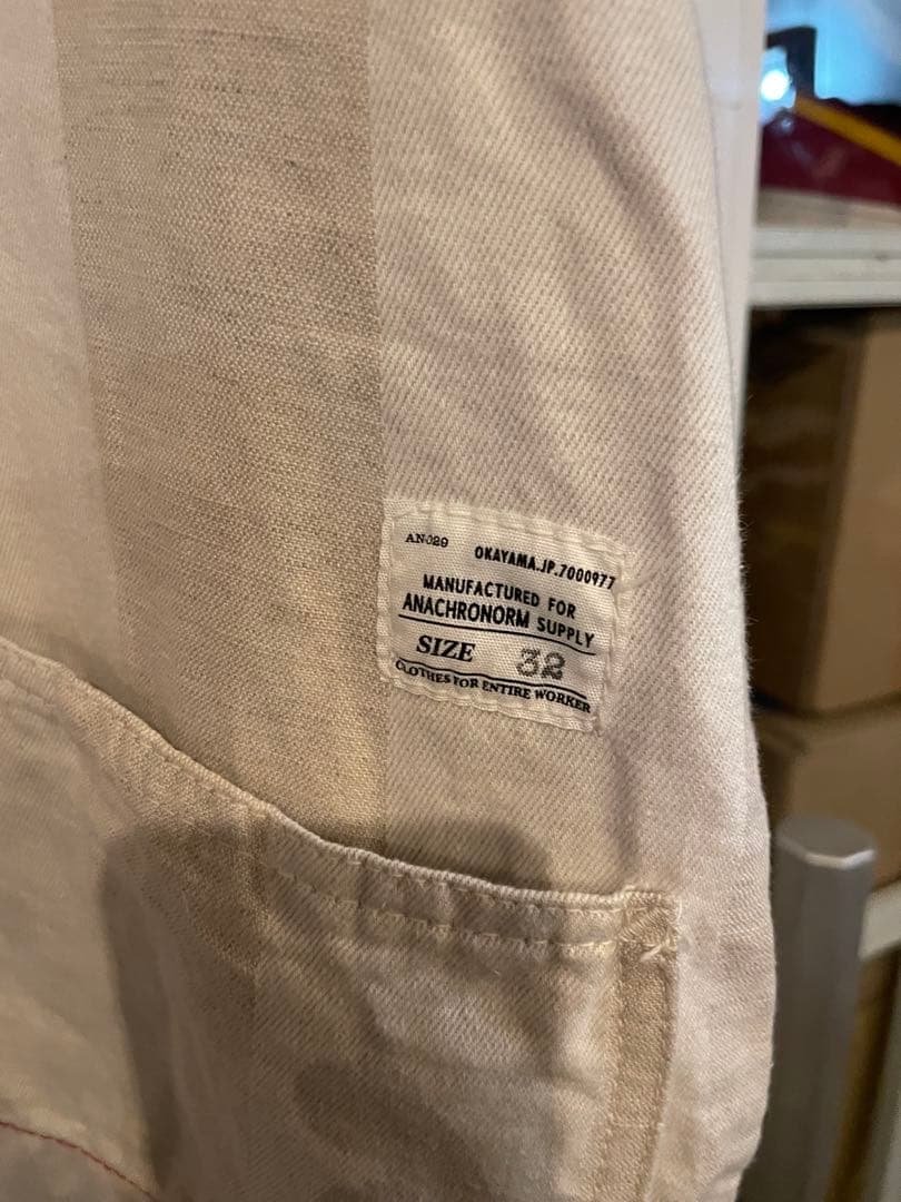 レア　アナクロノーム　ストライプ コットンオーバーオール サイズ32